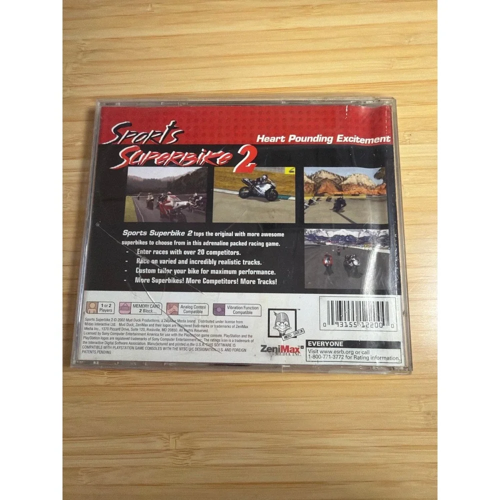 Sports Superbike 2 PS1 Complete CIB Untested Water Damaged Artwork